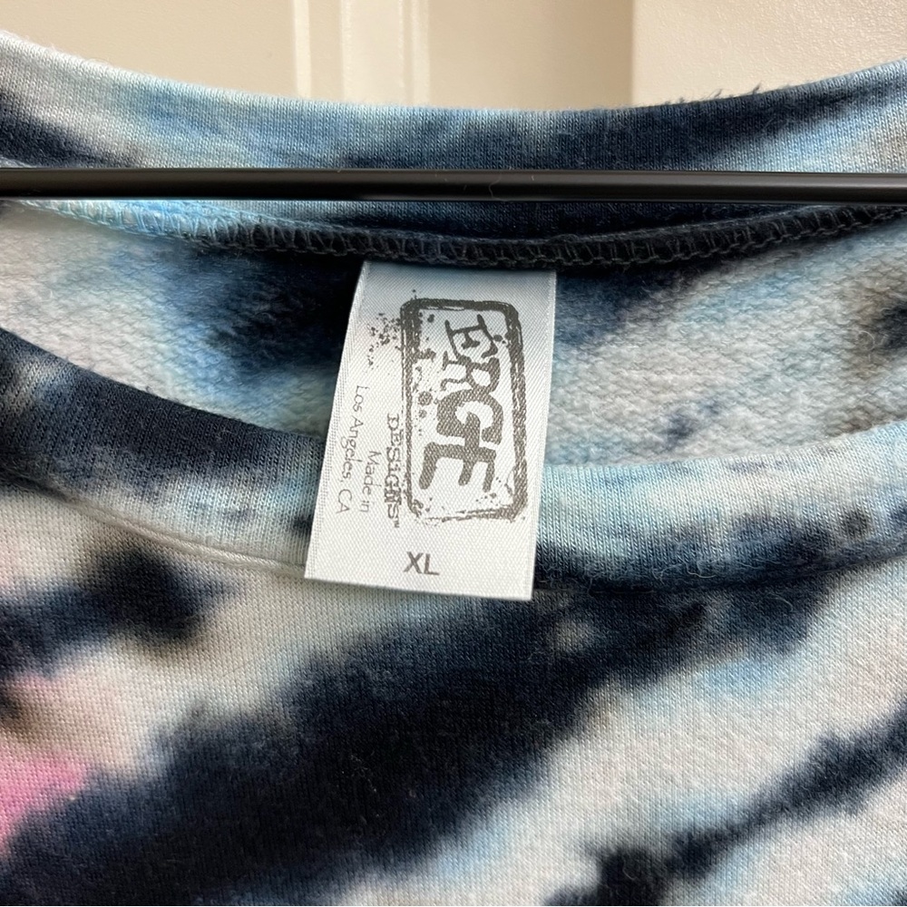 Erge Designs Girls Tie Dye Long Sleeve Top in Blue/Pink, Size XL - Picture 5 of 7